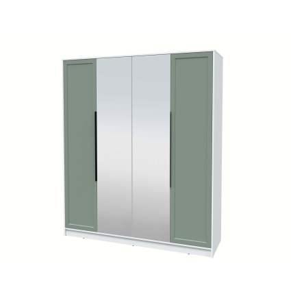 Шкаф распашной Тренд КТ-Ш4 (з) (Белый платинум ЛДСП/ Мята ЛМДФ) Ш1800 В2128 Г547